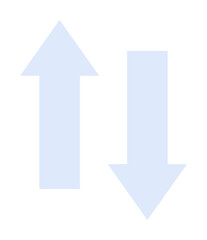 Two arrows, one pointing up and the other pointing down, indicating direction or movement. Ideal for navigation, decision-making, data trends, stock market, business strategies. Simple vector style.