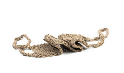 natural washcloth isolated on white background