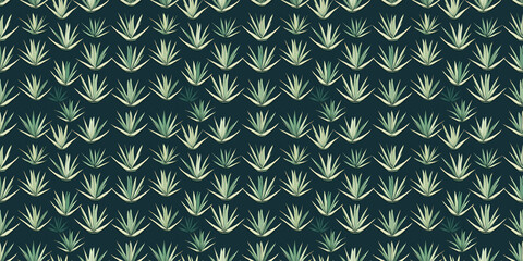 Agave pattern with stylized, desert-inspired motifs. Background seamless pattern.