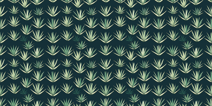 Agave pattern with stylized, desert-inspired motifs. Background seamless pattern.