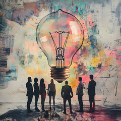 Creative Business Ideas Brighten the Future with Team Collaboration and Innovation