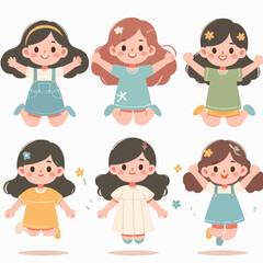 character of a schoolgirl, cheerful, jumping, happy, successful