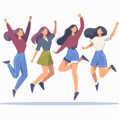 character of a schoolgirl, cheerful, jumping, happy, successful