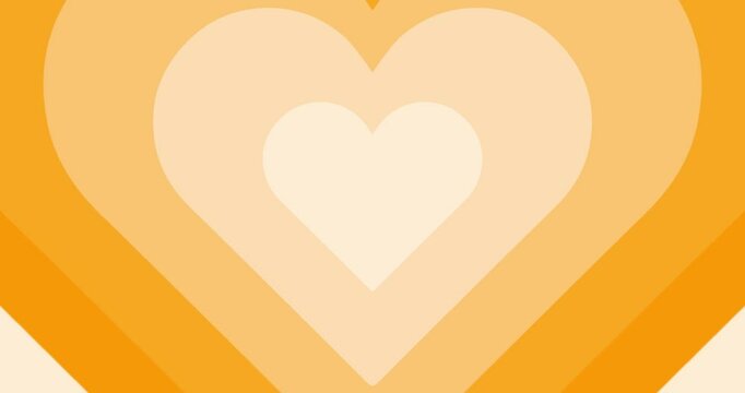 Moving hypnotic Heart in fast motion. Seamless Psychedelic hearts for Valentines day concept or festive day. Orange color