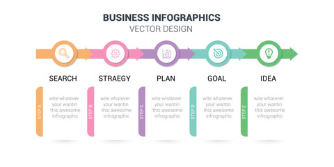 Modern White and Colorful Infographic Steps Concept