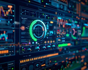 Fototapeta premium Real Time Smart Grid Monitoring Dashboard Visualizing Stability and Fluctuations