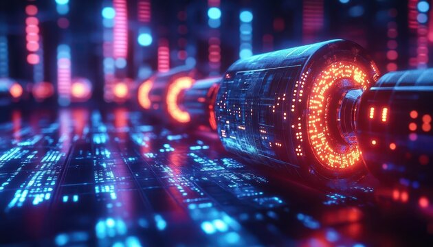 CrossFit training with digital holographic exercise routines and futuristic smart equipment  Futuristic  Neon  High Detail