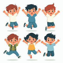 flat collection of boy character illustrations