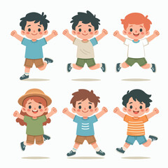 flat collection of boy character illustrations
