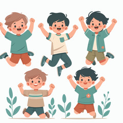 flat collection of boy character illustrations