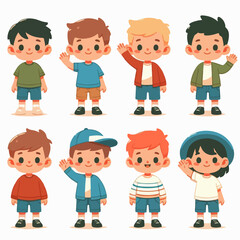 flat collection of boy character illustrations