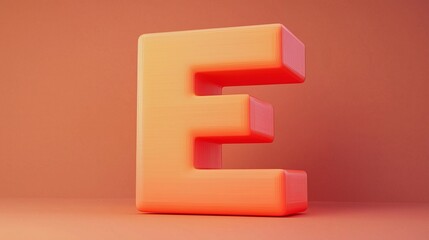 Letter E font orange frame uppercase for children toy learning with game play on solid background