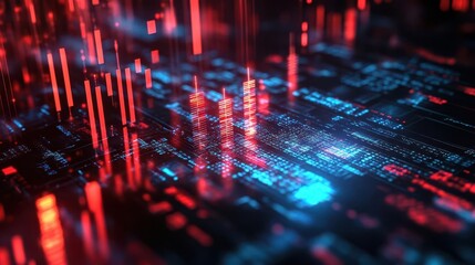 Financial success visualized through holographic currency symbols and glowing bar graphs  Futuristic  Hologram  High Contrast