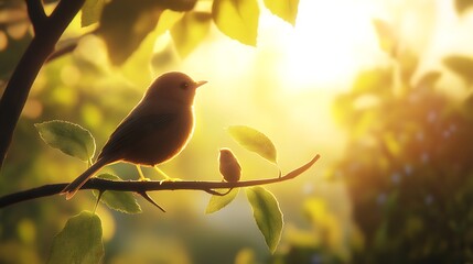 Obraz premium Elegant bird basking on branch in sunlight image