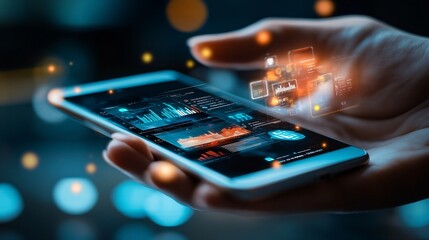 Business Analytics on Smartphone Displaying Apps