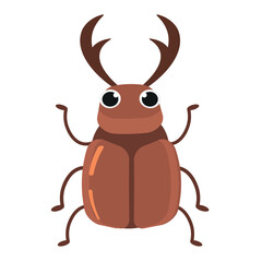 Stag beetle cartoon illustration. Vector stag beetle isolated on white background Flat design element