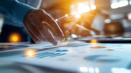 Consultant Hand Gesturing Over Printed Financial Data