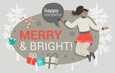 happy young woman celebrating christmas