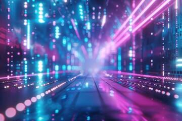 Fototapeta premium Neon Light Streaks: Dynamic Futuristic Design with Vibrant Abstract Neon Colors