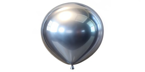 Bright, shiny metallic silver helium balloon on a crisp white backdrop, ideal for adding a stylish flair to