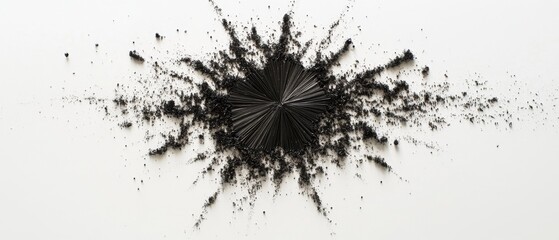 Artistic Arrangement of Iron Filings on White Background