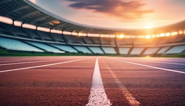 empty running track in stadium