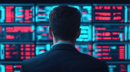 Businessman Analyzing Data on Digital Screen