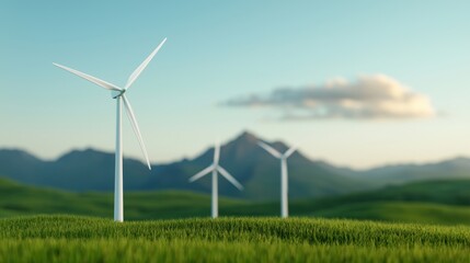 Fototapeta premium Wind Turbines in Scenic Green Landscape
