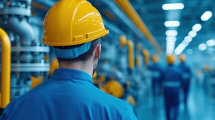 Worker in Hard Hat in Industrial Environment