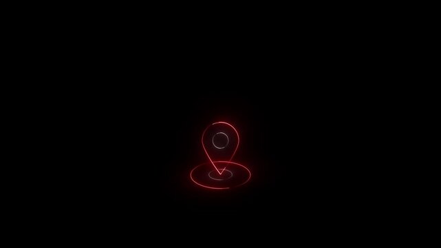 GPS Locetion icon sebar colour red and white animetion black background.