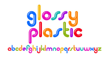 Simple geometric minimal vector font letters looks like balloons or sausages, funny typography alphabet, celebration cartoon happy and joyful typeface.