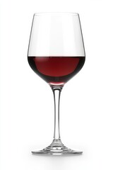 Elegant Red Wine Glass Filled With Rich Red Wine on a White Background