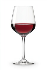 A Glass of Red Wine on a White Background Showcasing the Rich Color and Clarity of the Beverage