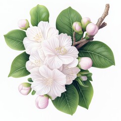Naklejka premium 2408_115.Cute color pencil illustration on white background of Grewia asiatica