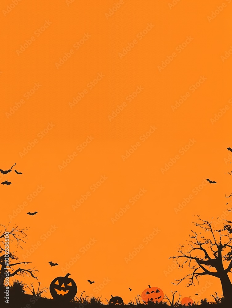 Canvas Prints Spooky Halloween background with pumpkins and bats