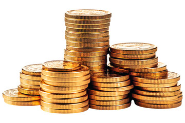 Golden Coin Stacks: A visually captivating image of gold coins stacked in a pyramid formation, symbolizing wealth, prosperity, and financial success.