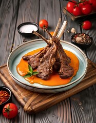 Roasted Lamb Chops on Tomato Sauce