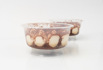 Tiramisu Cake Isolated, Coffee Dessert, Italian Tiramisu Biscuit with Mascarpone and Cocoa Powder
