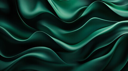 Obraz premium Elegant dark green fabric drapes flowing gracefully under soft light in a serene and sophisticated setting
