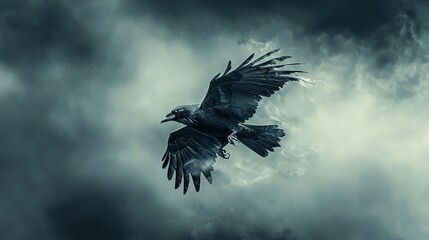 Fototapeta premium A bird soaring high in the sky with its wings spread wide and head held proud