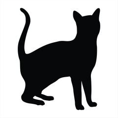 Cat silhouettes. Cat vector illustrations. Cat silhouette icons isolated. Black White.