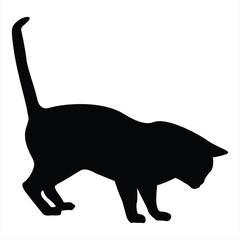 Cat silhouettes. Cat vector illustrations. Cat silhouette icons isolated. Black White.