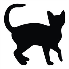 Cat silhouettes. Cat vector illustrations. Cat silhouette icons isolated. Black White.