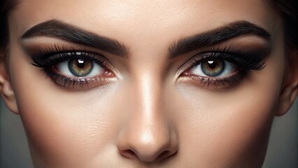 Obraz premium Focusing on perfectly sculpted eyebrows, this close-up reveals different styles and showcases natural beauty,