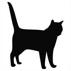 Cat silhouettes. Cat vector illustrations. Cat silhouette icons isolated. Black White.
