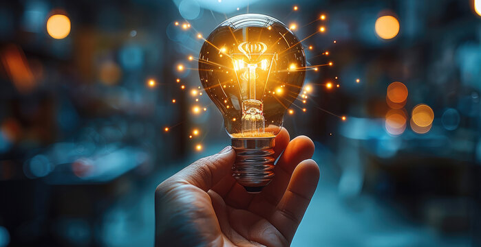 Hand holding light bulb, Entrepreneurs conducting in-depth research to identify a niche market opportunity for targeted business growth through innovative strategies, tailored solution.