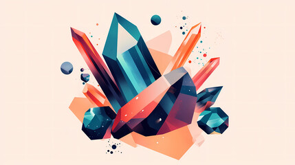 Vibrant Crystal Cluster with Blue and Red Facets