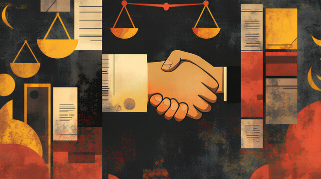 Business Partnership and Legal Agreements Symbolized by a Handshake