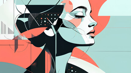 Abstract Fashion Portrait with Soft Color Palette