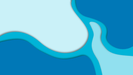 Aqua waters overlapping with blue paper cut background